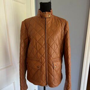 Lauren Ralph Lauren Quilted Leather Tan Jacket, Women's XL